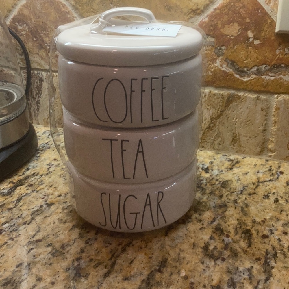 Rae Dunn Coffee Tea and Sugar containers
